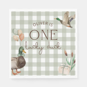 One Lucky Duck 1st Birthday Napkin