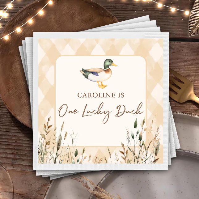 One Lucky Duck 1st Birthday Napkins (Creator Uploaded)