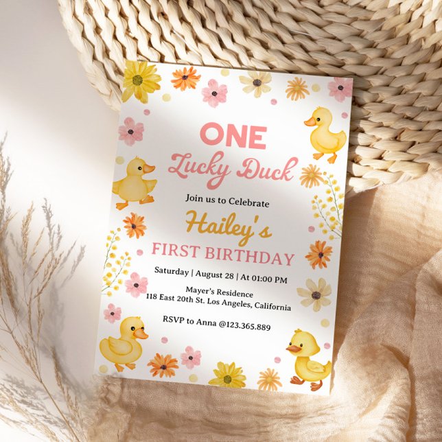 One Lucky Duck Birthday Invitation (Creator Uploaded)