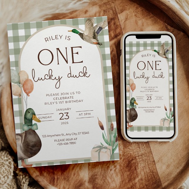 One Lucky Duck Birthday Invitation Boys First (Creator Uploaded)