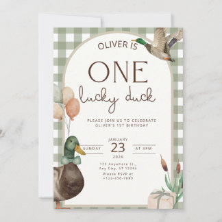One Lucky Duck Birthday Invitation Boys First