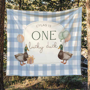 One Lucky Duck Birthday Personalized Banner Tapestry