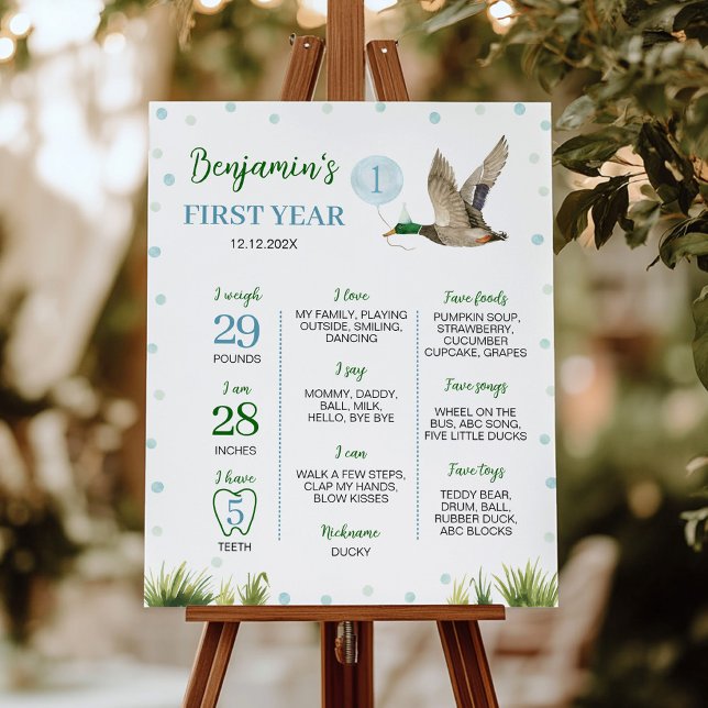 One Lucky Duck Boy First Year Milestone Poster (Creator Uploaded)