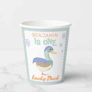 One Lucky Duck &  Bubbles First Birthday Pastel  Paper Cups