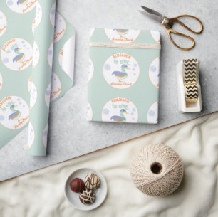 One Lucky Duck &  Bubbles First Birthday Pastel  Wrapping Paper