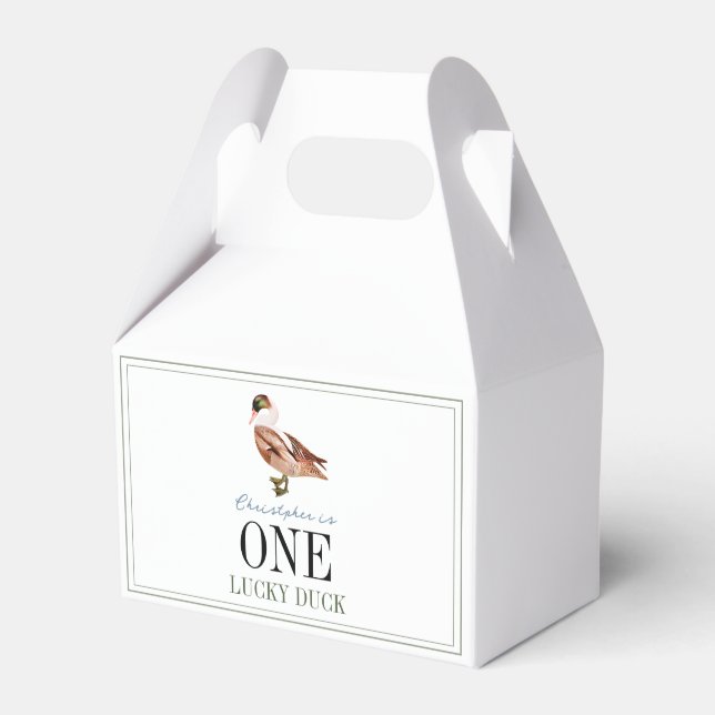One Lucky Duck Classic Boy 1st Birthday Favour Box (Front Side)