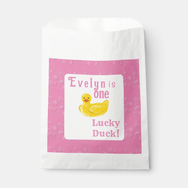 One Lucky Duck First Birthday Favour Bag (Front)