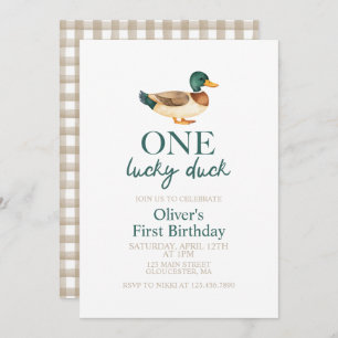 One Lucky Duck first birthday Invitation