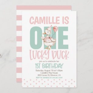 ONE Lucky Duck First Birthday Invitation