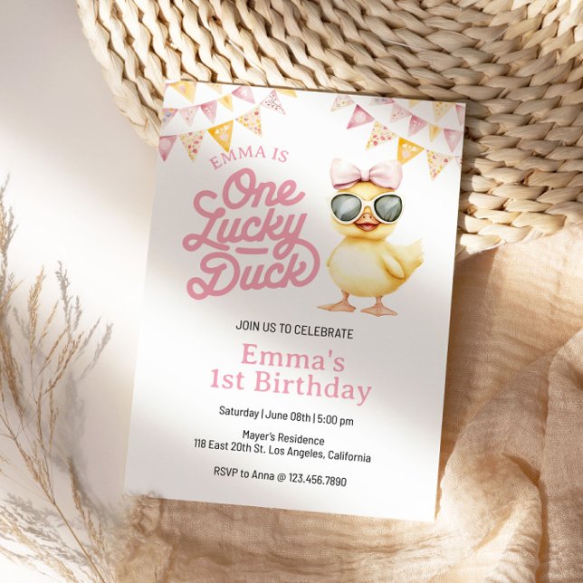 One Lucky Duck First Birthday Invitation (Creator Uploaded)