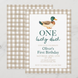 One Lucky Duck first birthday Invitation
