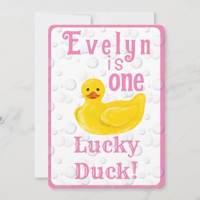 One Lucky Duck First Birthday Invitation (Front)