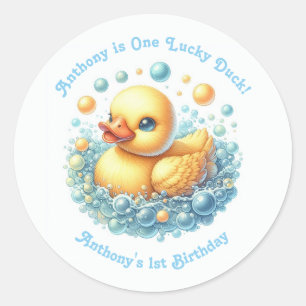One Lucky Duck First Birthday Party Classic Round Sticker
