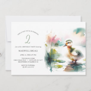 One Lucky Duck Gender Neutral 2nd Birthday Invitation