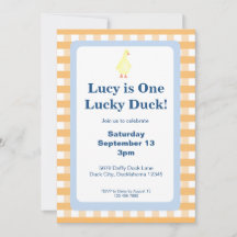 One Lucky Duck Invitation Template (Orange)