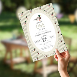 One Lucky Duck Mallard 1st Birthday Party  Invitation