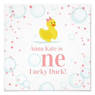 One Lucky Duck Pink Birthday Party Photo Print