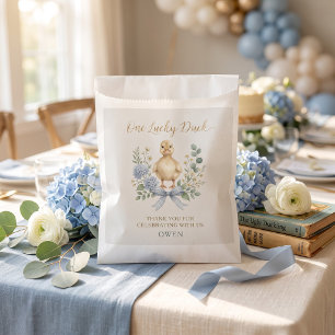 One Lucky Duck Watercolor Boy First Birthday Favou Favour Bag