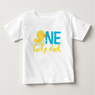 One Lucky Duck Watercolor Rubber Duck 1st Birthday Baby T-Shirt