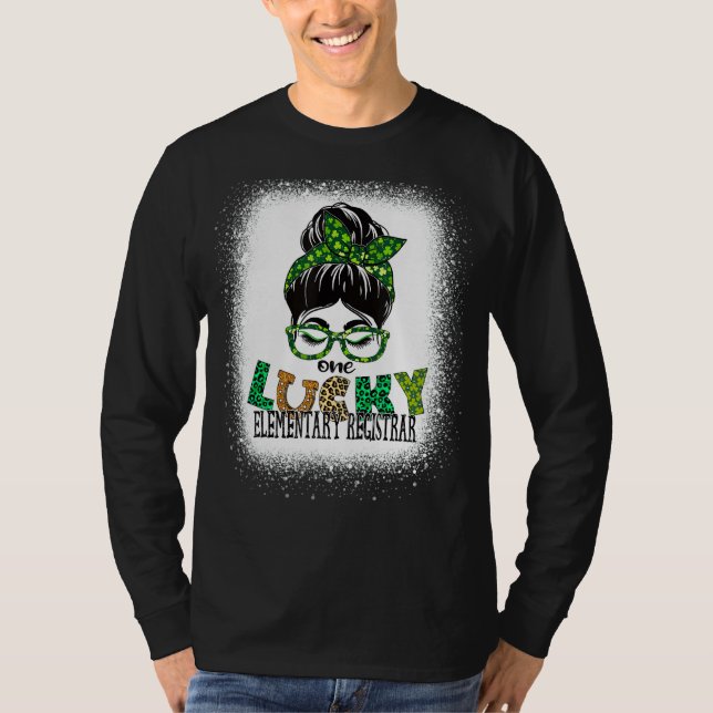 One Lucky Elementary Registrar Bleached St Patrick T-Shirt (Front)