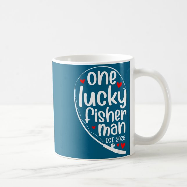 One Lucky Fisher Man 2026 Heart Valentine Matching Coffee Mug (Right)