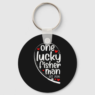 One Lucky Fisher Man 2026 Heart Valentine Matching Key Ring