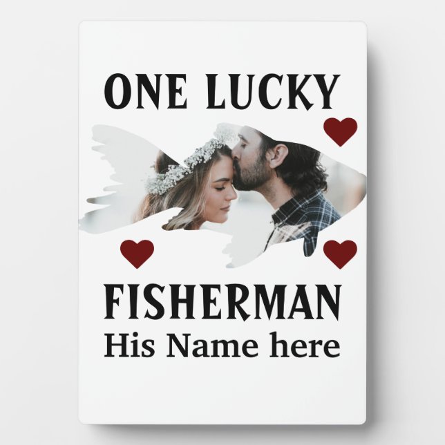 One lucky fisherman matching couple fish photo plaque (Front)