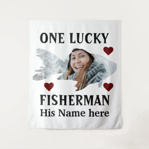 One lucky fisherman matching couple fish photo tapestry