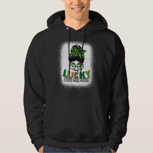 One Lucky Future Social Worker Bleached St Patrick Hoodie