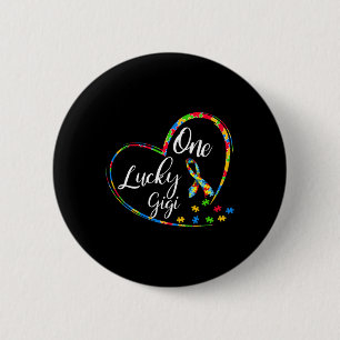 One Lucky Gigi Autism Awareness Gift Puzzle Piece 6 Cm Round Badge