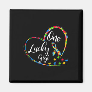 One Lucky Gigi Autism Awareness Gift Puzzle Piece Magnet