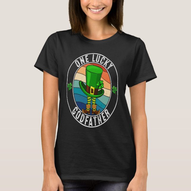 One Lucky Godfather Leprechaun Irish St Patricks T-Shirt (Front)