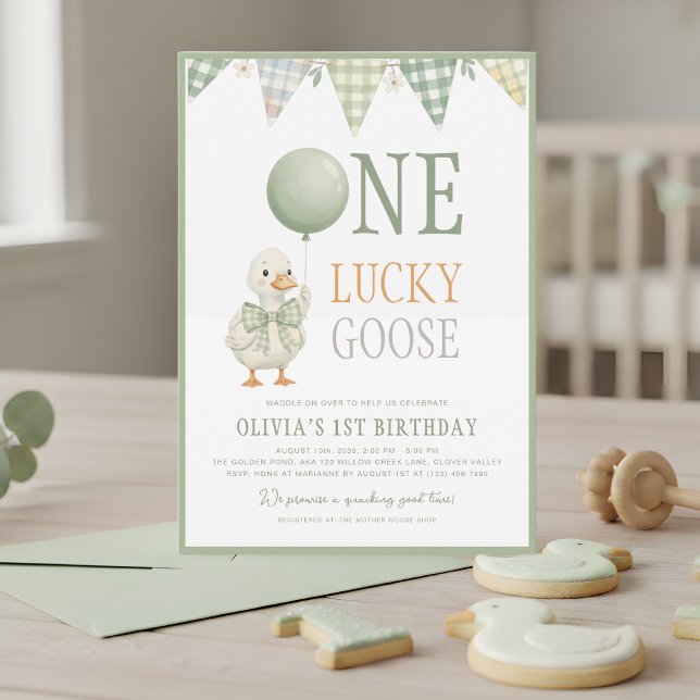 One Lucky Goose First Birthday Invitation (Creator Uploaded)