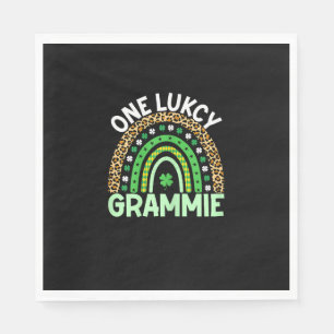One Lucky Grammie Leopard Rainbow Saint Patrick's Napkin