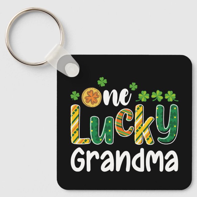 One Lucky Grandma Matching Family St Patrick's Day Key Ring (Front)