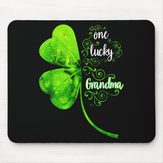 One Lucky Grandma Shamrock Grandma St Patricks Day Mouse Pad (Front)
