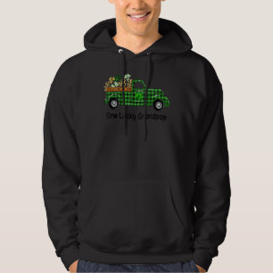 One Lucky Grandpop Green Plaid Truck Shamrocks Pat Hoodie