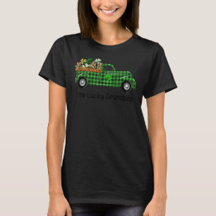 One Lucky Grandpop Green Plaid Truck Shamrocks Pat T-Shirt