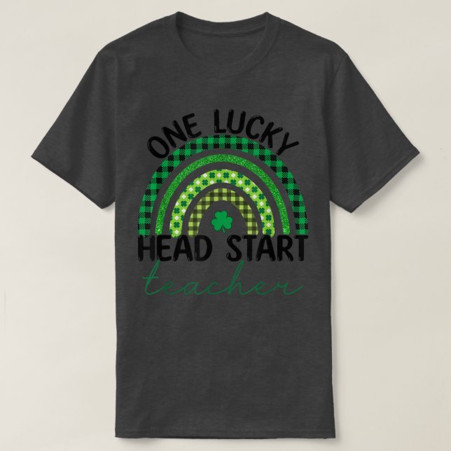 One Lucky Head Start Teacher Rainbow Patrick Day M T-Shirt (Design Front)