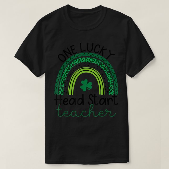 One Lucky Head Start Teacher St Patricks Shamrock  T-Shirt (Design Front)