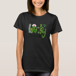One Lucky ICU Nurse Shamrock Stethoscope St Patric T-Shirt
