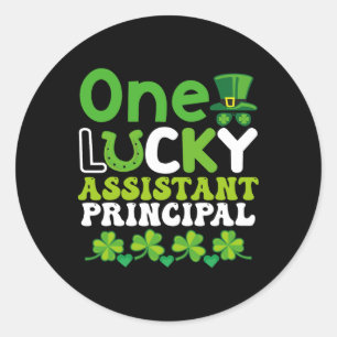 One Lucky Istant Principal St Patricks Day Classic Round Sticker