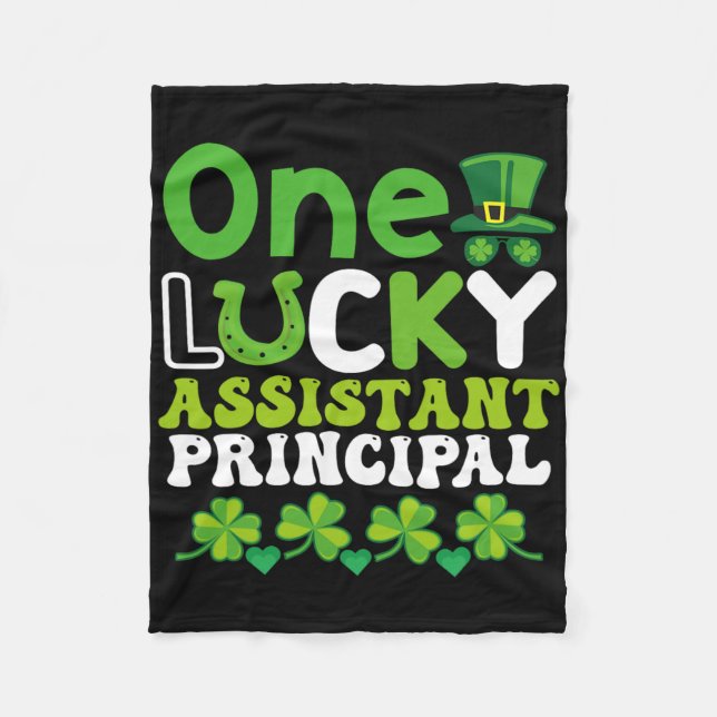 One Lucky Istant Principal St Patricks Day  Fleece Blanket (Front)
