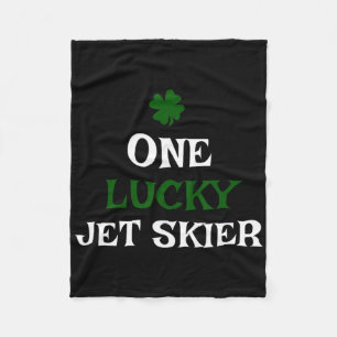 One Lucky Jet Skier St Patrick's Day Irish Jetski Fleece Blanket