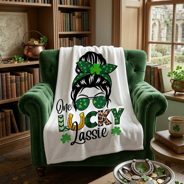 One Lucky Lassie Fleece Blanket (Creator Uploaded)