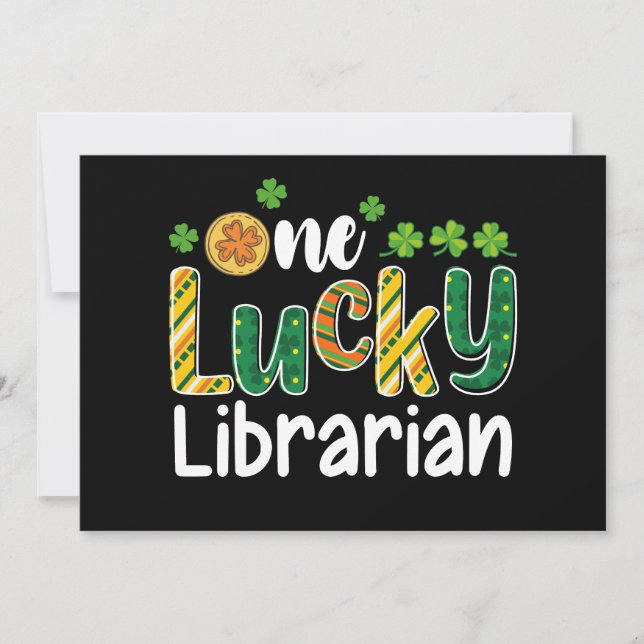 One Lucky Librarian School St Patrick's Day Invitation (Front)