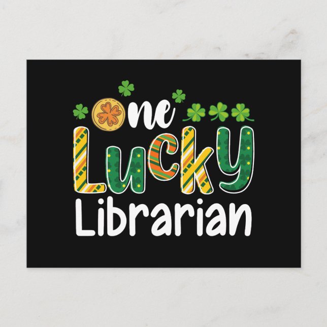 One Lucky Librarian School St Patrick's Day Postcard (Front)