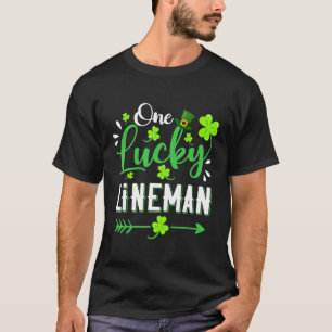 One Lucky Lineman Shamrock Leprechaun Hat St Patri T-Shirt