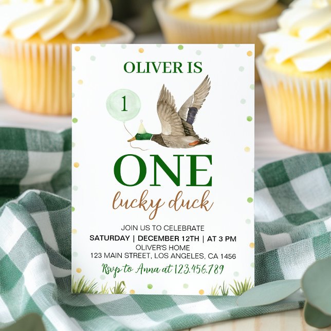 One Lucky Mallard Duck Birthday Invitation (Creator Uploaded)