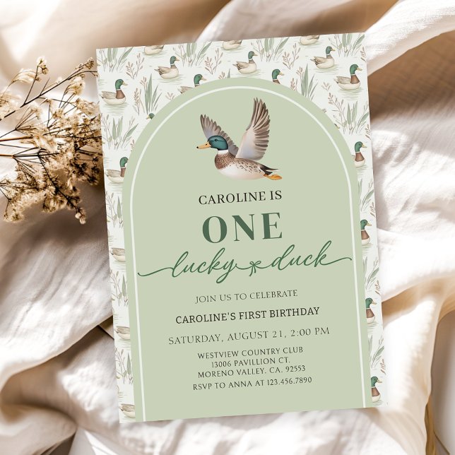 One Lucky Mallard Ducks 1st Birhtday Invitation (Creator Uploaded)